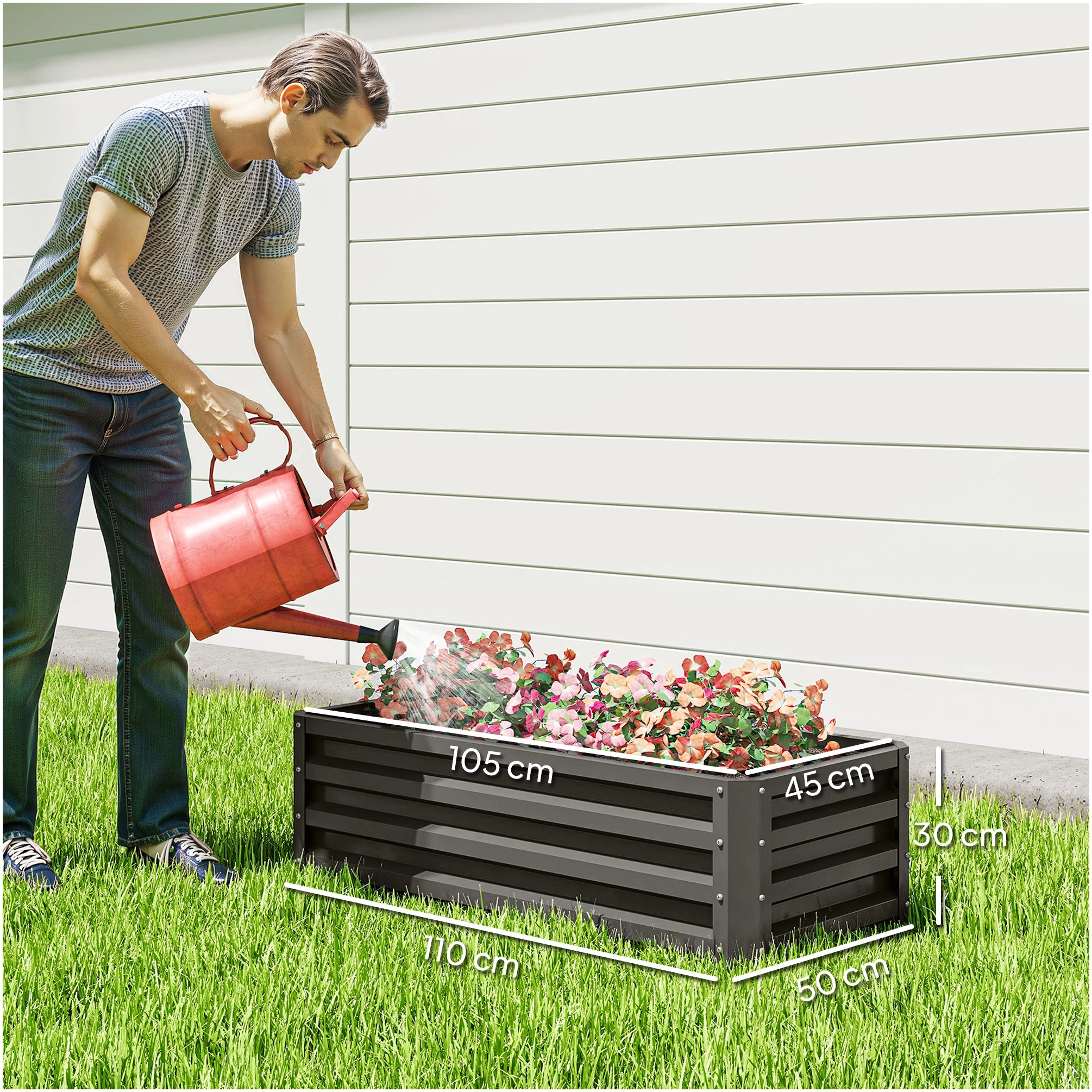 2-pakning høybed / dyrkingskasse mørkgrå 110 x 50 x 30 cm i metall AS 2-pakning høybed / dyrkingskasse mørkgrå 110 x 50 x 30 cm i metall AS