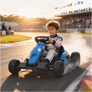 Elektrisk go-kart, blå, 24V med driftemodus – for barn 6–12 år, doble motorer