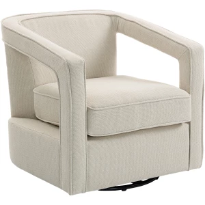 Loungestol 360° svingbar i beige stoff med linlook, 77 x 75 x 72 cm AS Loungestol 360° svingbar i beige stoff med linlook, 77 x 75 x 72 cm AS