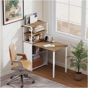 Sammenleggbart Skrivebord Natur 105 x 60 x 127 cm Tre Med Hyller