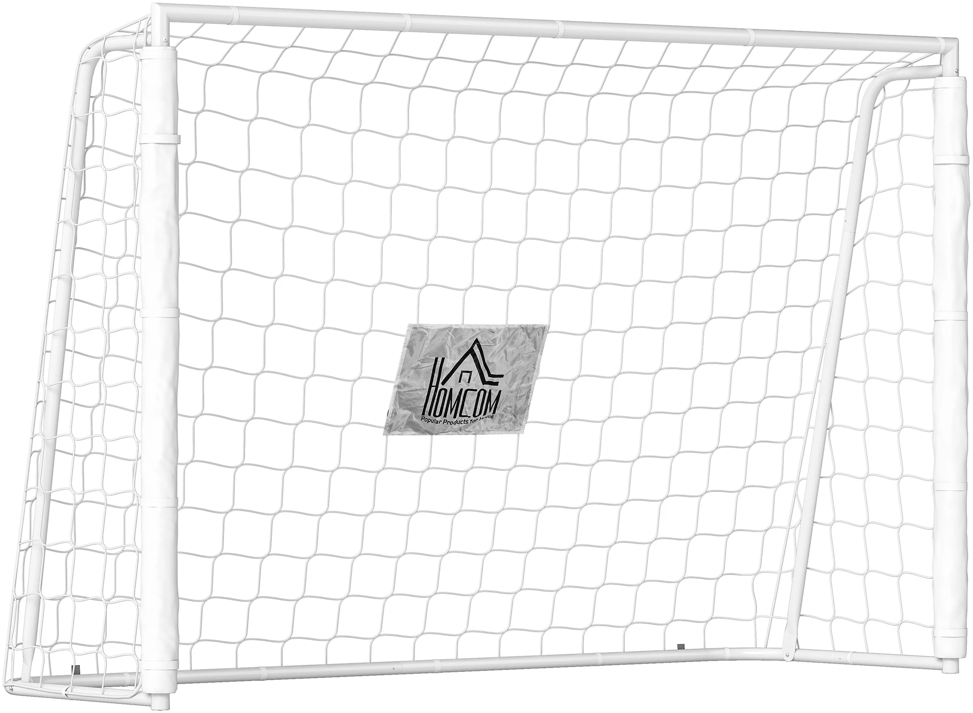 Fotballmål, hvitt, metall, 186 x 62 x 123 cm