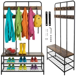 Elegant oppbevaringsløsning til gangen i metall og tre – perfekt for entréen Elegant oppbevaringsløsning til gangen i metall og tre – perfekt for entréen