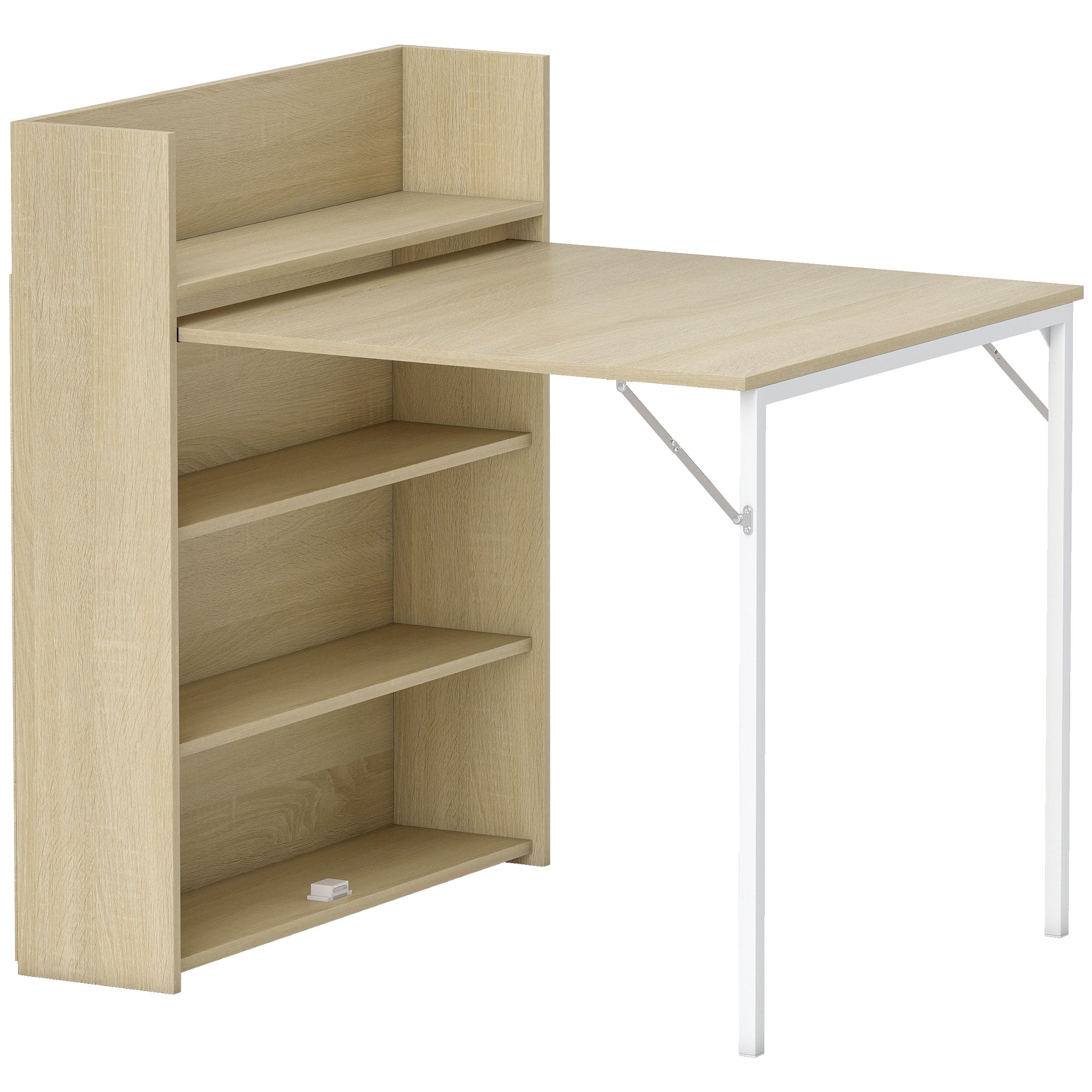 Sammenleggbart spisebord med hylle, eik, 78,5 × 91 × 93 cm, tre