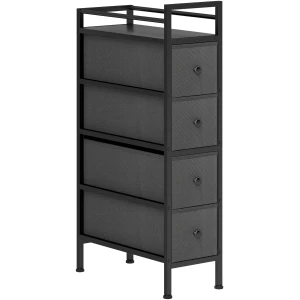 Kommode Svart 20 x 43 x 81,5 cm Stål Og Stoff Kommode Svart 20 x 43 x 81,5 cm Stål Og Stoff