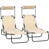Sammenleggbar Solseng Med Soltak Beige 2-pakning