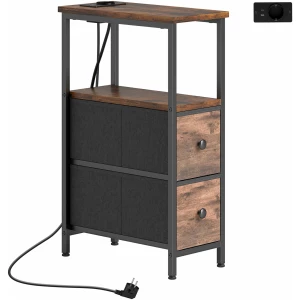 Sofabord Med Ladestasjon Rustikk Brun 20 x 40 x 63 cm Stål Sofabord Med Ladestasjon Rustikk Brun 20 x 40 x 63 cm Stål