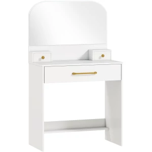 Sminkebord Hvit Med Speil 3 Skuffer Kompakt Sminkebord Hvit Med Speil 3 Skuffer Kompakt