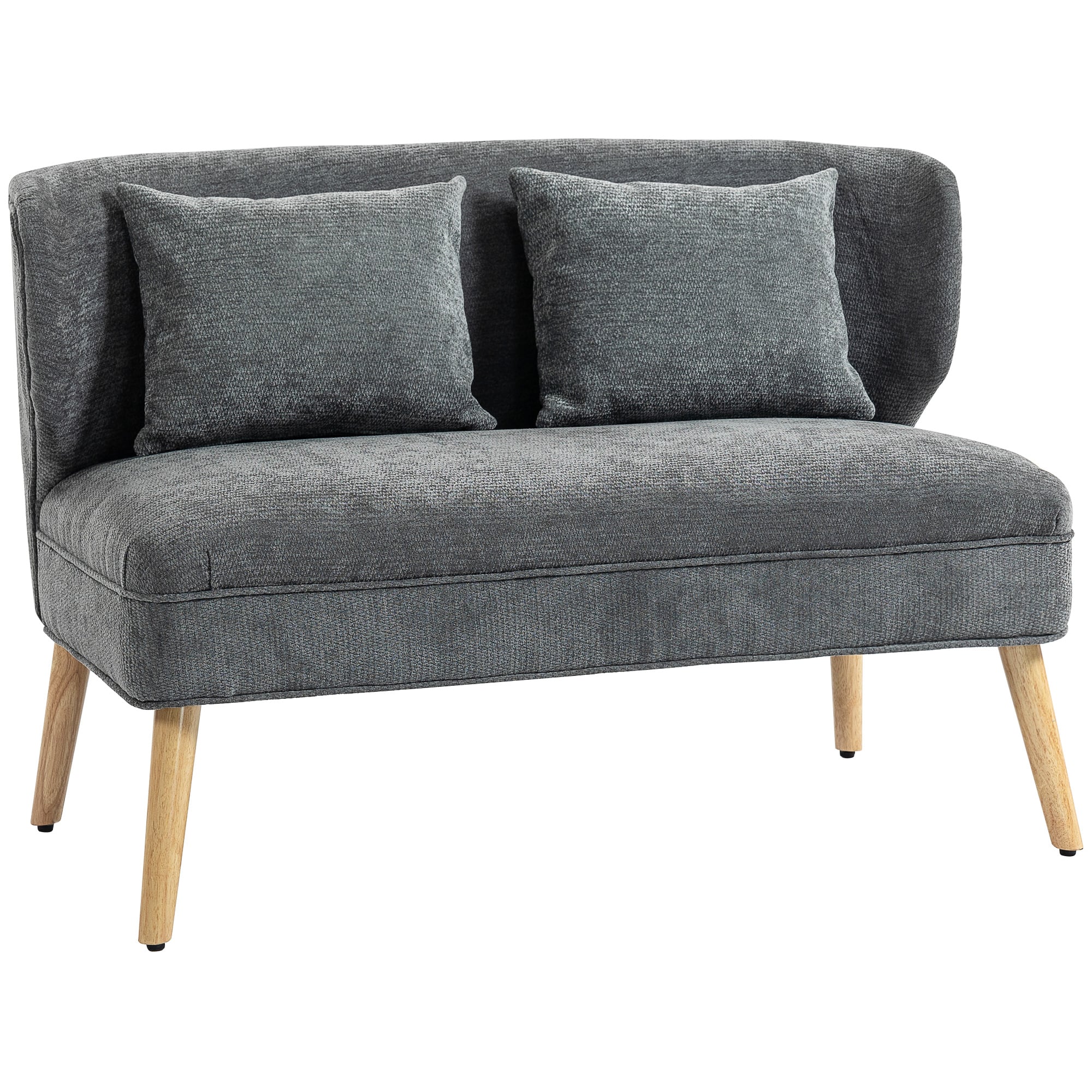 Lite 2-Seters Sofa Grå Chenille Med Treben