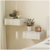 Sett med 2 veggmonterte nattbord, hvit, med skuff, 40 x 30 x 14 cm