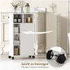 Slim baderomsskap, hvitt, med hjul – 3 skuffer og åpne rom, 20 × 40 × 80 cm