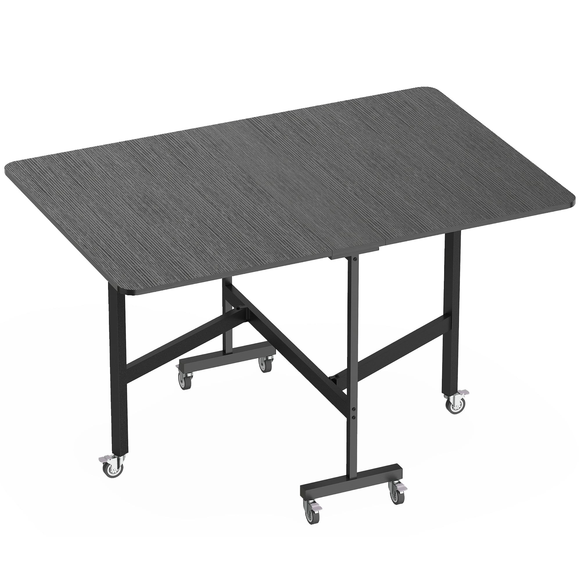 Sammenleggbart Spisebord Svart 120 X 80 X 73 Cm Med Hjul