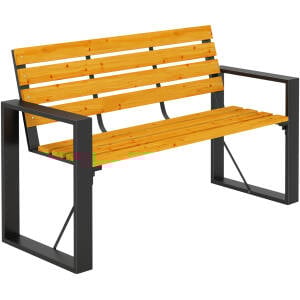 Hagebenk Natur 2-Seter Tre Med Armlener Lamelldesign 240 kg