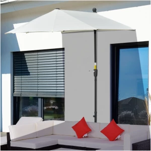 Halvrund Dobbel Parasoll Hvit 190 x 200 cm Med Sveiv Og Stativ Halvrund Dobbel Parasoll Hvit 190 x 200 cm Med Sveiv Og Stativ