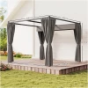 Frittstående Pergola Lysegrå 3 x 3 m Med Skyvetak