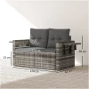 Fleksibel 2-Seters Sofa / 2 Lenestoler Rotting Med Puter Sidebord Grå