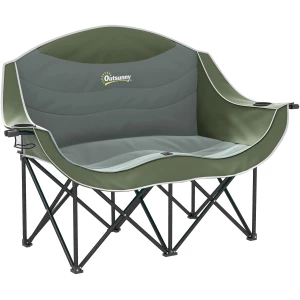 Sammenleggbar Campingstol 2-Seter Grønn Med Koppholder 250 kg Sammenleggbar Campingstol 2-Seter Grønn Med Koppholder 250 kg