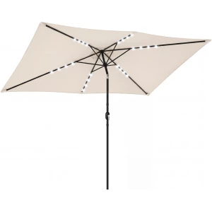 Balkongparasoll Kremhvit 300 x 200 cm Med LED Solcelle Og Sveiv Balkongparasoll Kremhvit 300 x 200 cm Med LED Solcelle Og Sveiv