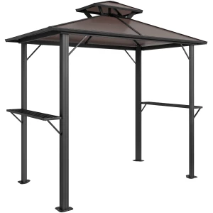 Grillpaviljong Brun 250 x 150 cm Polykarbonat Med Dobbelt Tak Grillpaviljong Brun 250 x 150 cm Polykarbonat Med Dobbelt Tak