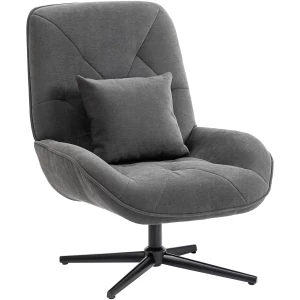 Snurrestol Grå Chenille Med Lendepute Og Høy Ryggstøtte Snurrestol Grå Chenille Med Lendepute Og Høy Ryggstøtte