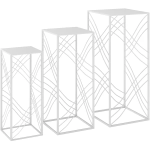 Stablebart Plantestativ 3 Deler Hvit Metall 50/60/70 Cm Stablebart Plantestativ 3 Deler Hvit Metall 50/60/70 Cm