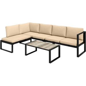 Hagemøbelsett Khaki 4 Deler Med Sofaer Stol Og Bord Hagemøbelsett Khaki 4 Deler Med Sofaer Stol Og Bord