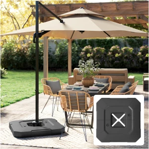 Parasollfot Svart 2-delt Vanntett Parasolllodd Parasollfot Svart 2-delt Vanntett Parasolllodd