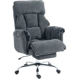 Kontorstol Mørkegrå 80 x 80 x 106–114 cm Stoff Med Fotstøtte Kontorstol Mørkegrå 80 x 80 x 106–114 cm Stoff Med Fotstøtte