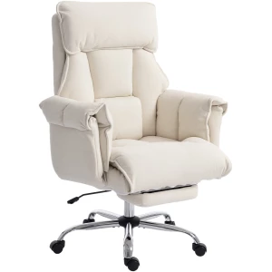 Kontorstol Kremhvit 80 x 80 x 106–114 cm Stoff Med Fotstøtte Kontorstol Kremhvit 80 x 80 x 106–114 cm Stoff Med Fotstøtte