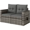 Fleksibel 2-Seters Sofa / 2 Lenestoler Rotting Med Puter Sidebord Grå