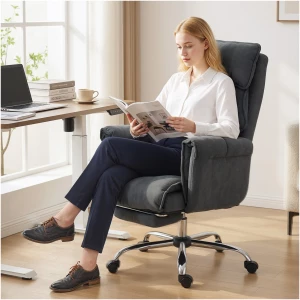 Kontorstol Mørkegrå 80 x 80 x 106–114 cm Stoff Med Fotstøtte Kontorstol Mørkegrå 80 x 80 x 106–114 cm Stoff Med Fotstøtte