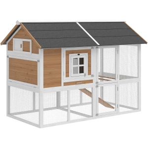 Hønsehus Med Luftegård Brun 200 x 104 x 145 cm Tre Hønsehus Med Luftegård Brun 200 x 104 x 145 cm Tre