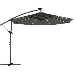 Dreiebart Ampelparasoll Mørkegrå Ø 300 cm Med Solcelle-LED Dreiebart Ampelparasoll Mørkegrå Ø 300 cm Med Solcelle-LED