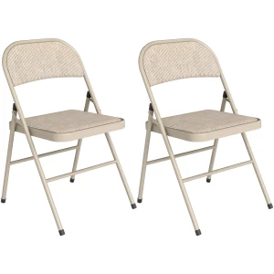Sammenleggbare Stoler Beige 2-Pakning Med Metallben I Linlook Sammenleggbare Stoler Beige 2-Pakning Med Metallben I Linlook
