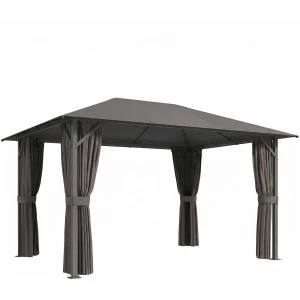 Hagepaviljong Grå 4 x 3 m Vannavvisende Med Myggnett Hagepaviljong Grå 4 x 3 m Vannavvisende Med Myggnett