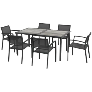 Hagemøbelsett, Bord Og 6 Stoler Grå 150 x 87 x 72 cm Hagemøbelsett, Bord Og 6 Stoler Grå 150 x 87 x 72 cm