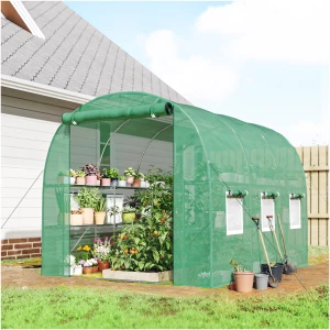 Tunnel Foliedrivhus Grønn 270 X 200 X 200 Cm Med Hyller Tunnel Foliedrivhus Grønn 270 X 200 X 200 Cm Med Hyller