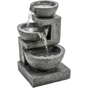 Trestegs Hagefontene Grå 40 X 37 X 61 Cm Plast Med LED-Belysning Og Pumpe Trestegs Hagefontene Grå 40 X 37 X 61 Cm Plast Med LED-Belysning Og Pumpe
