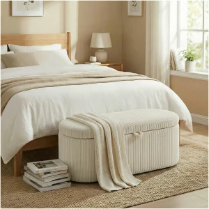 Oppbevaringsbenk Med Sitteplass Oval Manchesterstoff Beige 105 X 51 X 49 Cm Oppbevaringsbenk Med Sitteplass Oval Manchesterstoff Beige 105 X 51 X 49 Cm