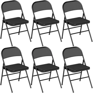 Sammenleggbare Stoler Svart 6 Stk Kunstlær Med Stålben Sammenleggbare Stoler Svart 6 Stk Kunstlær Med Stålben