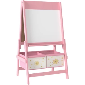 3-I-1 Barnestaffeli Rosa Med Tavle Og Whiteboard, Papirrull 3-I-1 Barnestaffeli Rosa Med Tavle Og Whiteboard, Papirrull