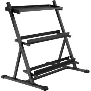 Justerbart Trestegs Hantelstativ Svart Maks 200 kg Metall Justerbart Trestegs Hantelstativ Svart Maks 200 kg Metall