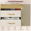 Soveromskommode Beige Med 5 Stoffskuffer Stål Og Treoverflate