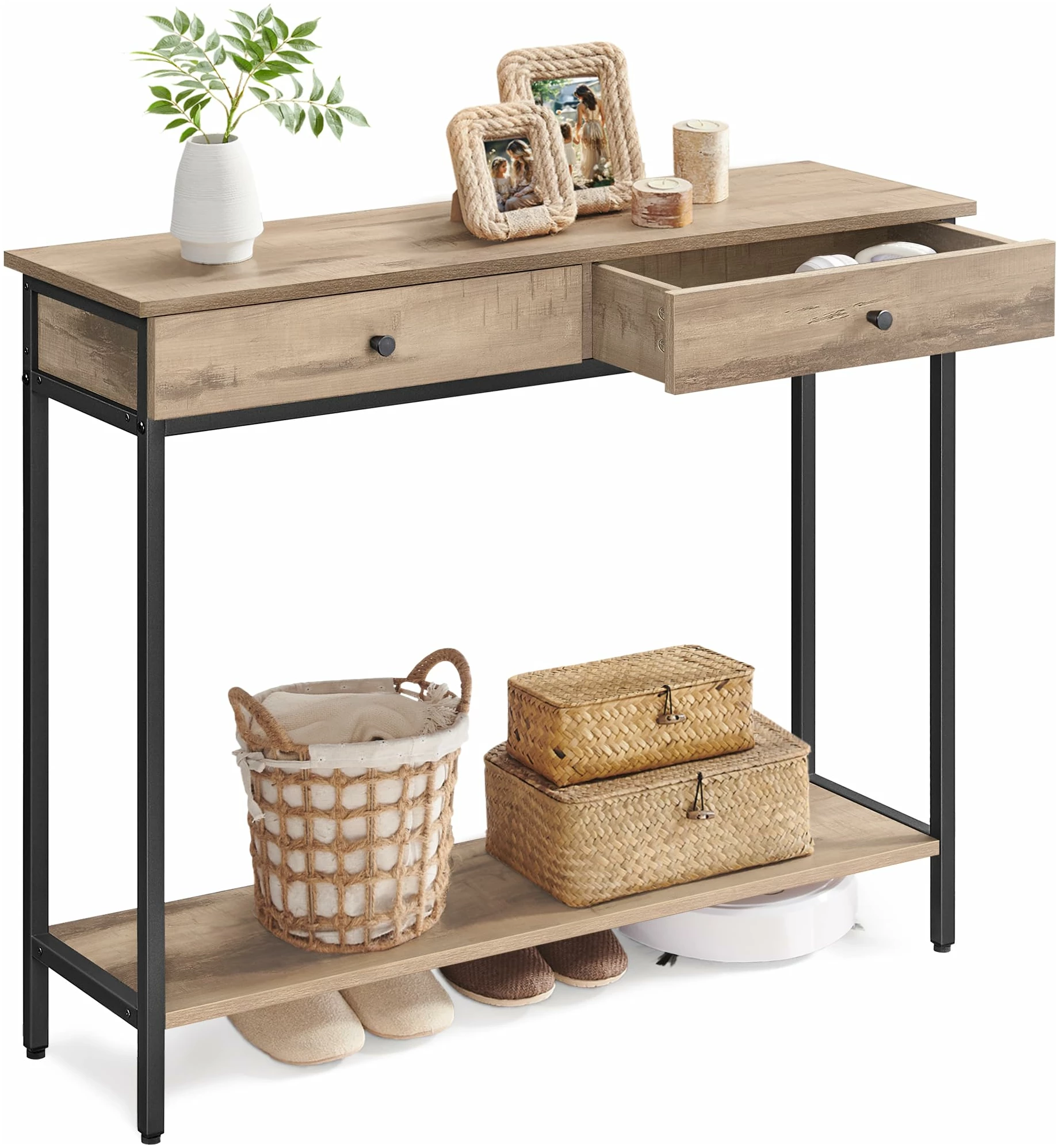 Konsollbord med skuffer i industriell stil – smart oppbevaring til gangen Konsollbord med skuffer i industriell stil – smart oppbevaring til gangen