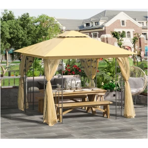 Luksus Paviljong Beige 3 x 3 m Med Dobbelt Tak Og Sidevegger Luksus Paviljong Beige 3 x 3 m Med Dobbelt Tak Og Sidevegger