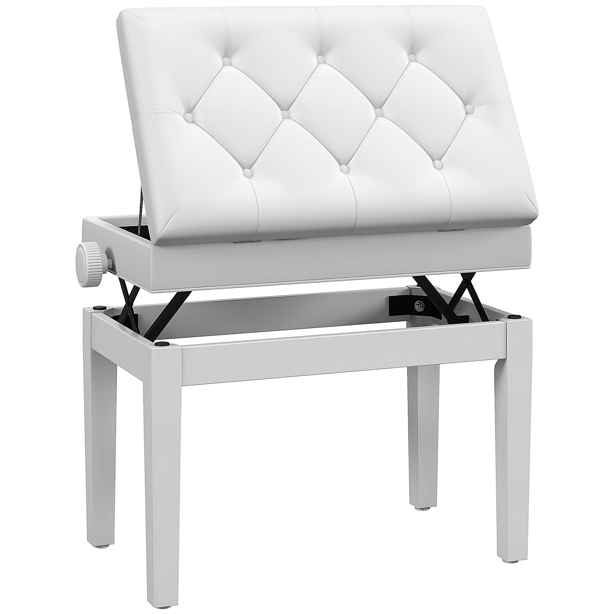 Høydejusterbar Pianokrakk Hvit 54,5 x 33 x 48–58 cm Kunstlær