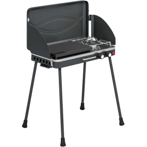 Bærbar Gassgrill Svart 2 Brennere 7 kW Sammenleggbar Bærbar Gassgrill Svart 2 Brennere 7 kW Sammenleggbar