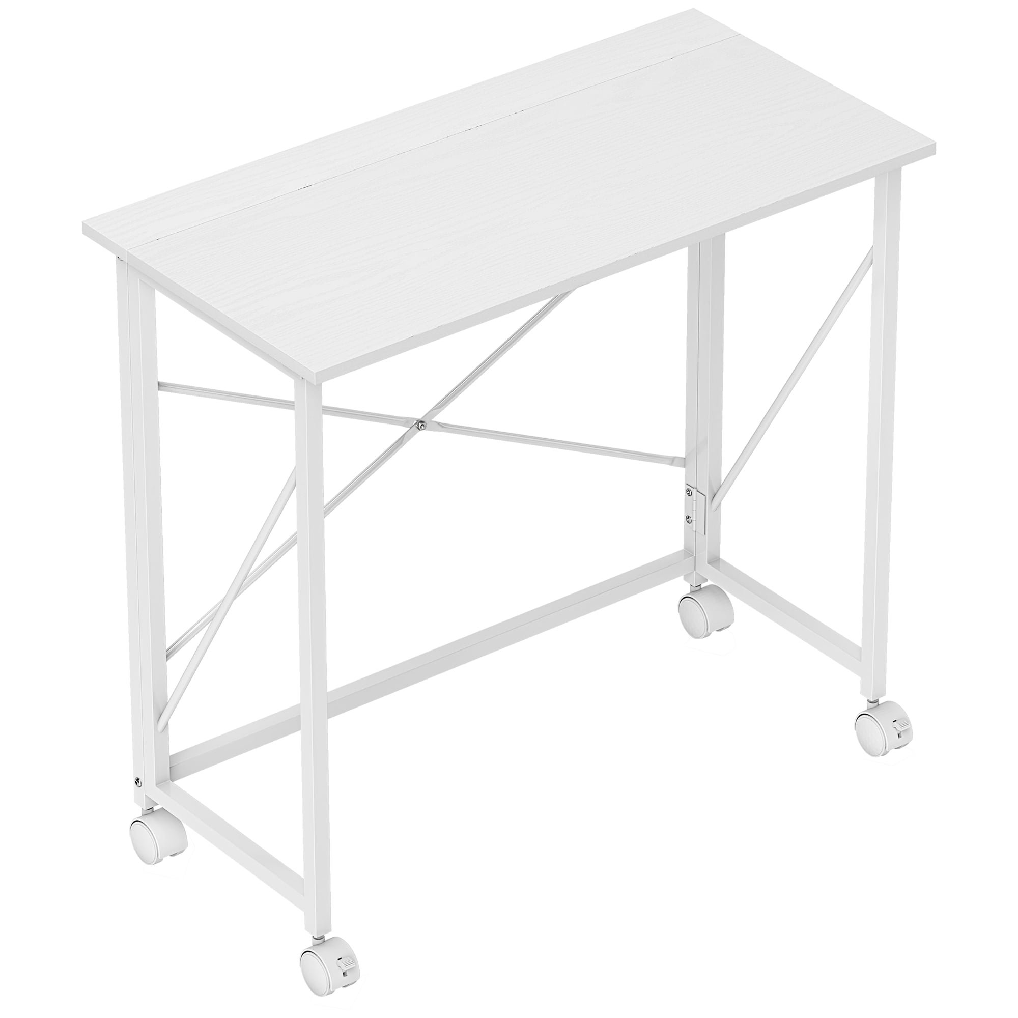 Skrivebord Med Hjul Sammenleggbart Hvit 80 x 40 x 75 cm Stål