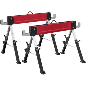 Sammenleggbare Sagbukker Rød Metall 64–81 Cm 2-Pakning Sammenleggbare Sagbukker Rød Metall 64–81 Cm 2-Pakning