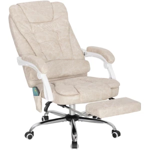 Ergonomisk Kontorstol Med Massasjefunksjon Og Fotstøtte Kremhvit 65 X 160 X 104 Cm Ergonomisk Kontorstol Med Massasjefunksjon Og Fotstøtte Kremhvit 65 X 160 X 104 Cm