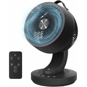 Bordvifte med fjernkontroll stille – 20 dB luftsirkulator med 8 hastigheter, 70° oscillasjon og 12 t timer – svart Bordvifte med fjernkontroll stille – 20 dB luftsirkulator med 8 hastigheter, 70° oscillasjon og 12 t timer – svart
